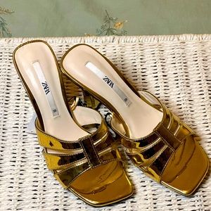 Zara Metallic Heels Sandals